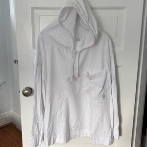 Free People Movement White Oversized Pocket Hoodie Longsleeve Tee Women’s L